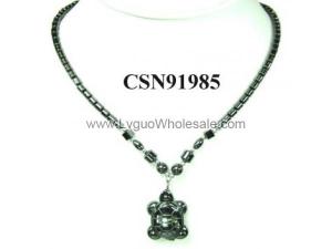 Hematite Turtle Pendant Beads Stone Chain Choker Fashion Women Necklace